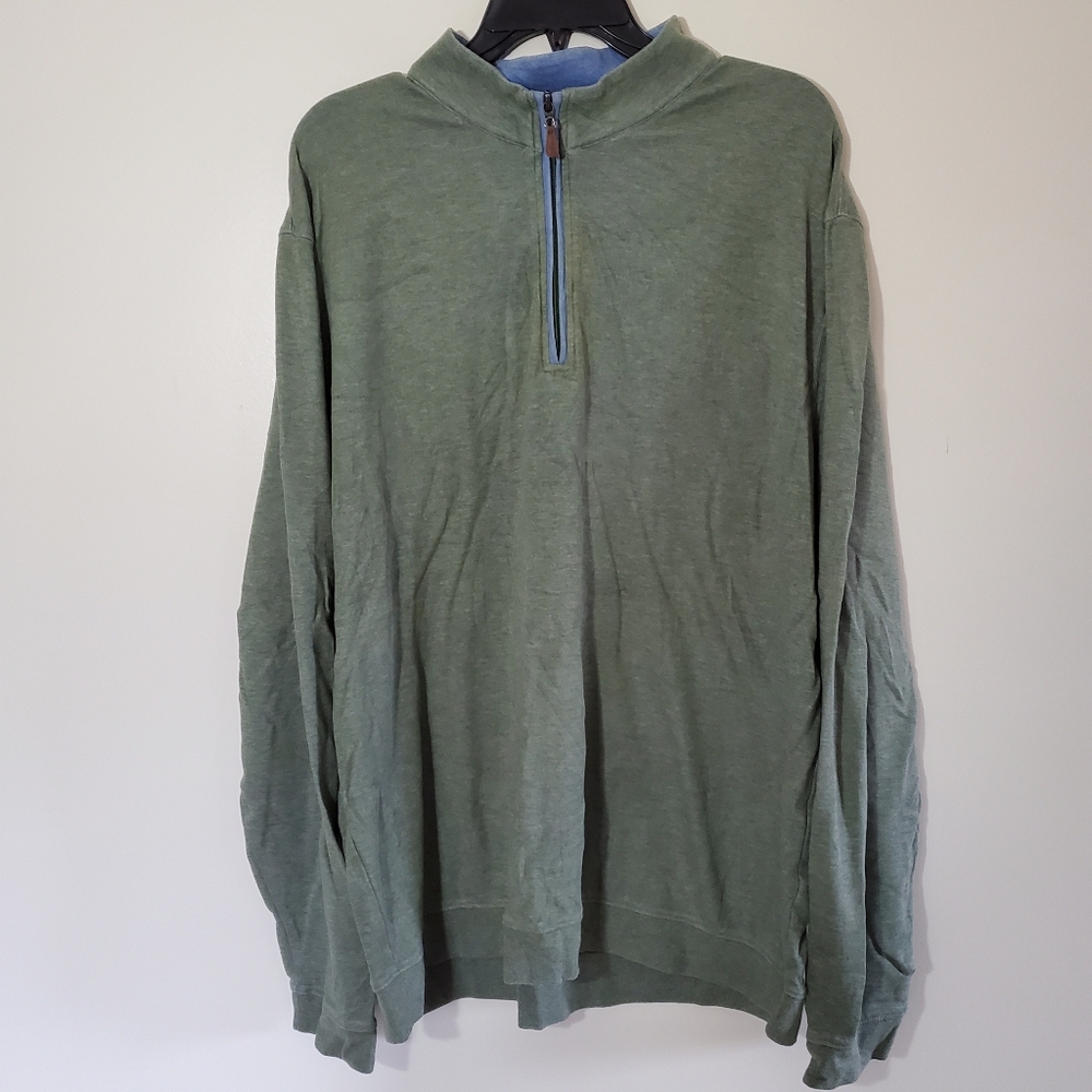 Johnnie O Long Sleeve Green Quarter Zip Golf Business Casual Shirt Cotton 2XL